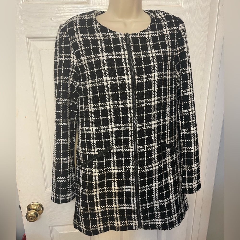NWOT Carolina Belle  Black and white striped Jacket/Blazer med